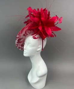 THG7491 - Red & White Roses Graffiti Fascinator*The Hat Girls Discount